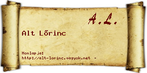 Alt Lőrinc névjegykártya